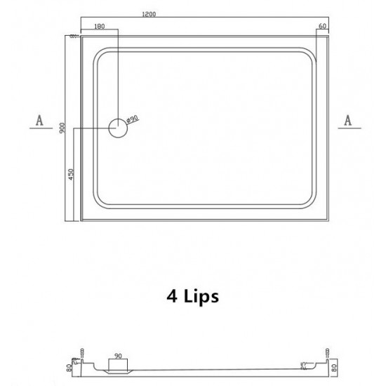 1200x900mm Rectangle Shower Tray Center/Side Waste